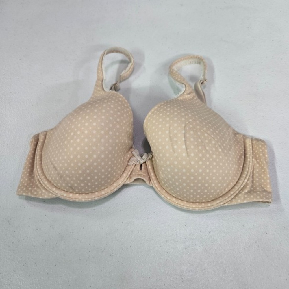 Victoria Secret Women‎ Bra 32D Beige Polka Dot Body By Lined Perfect Coverage